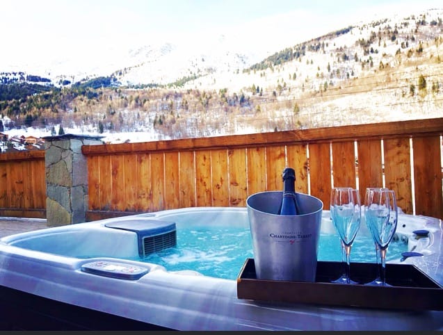 hot tub and champagne at chalet impala