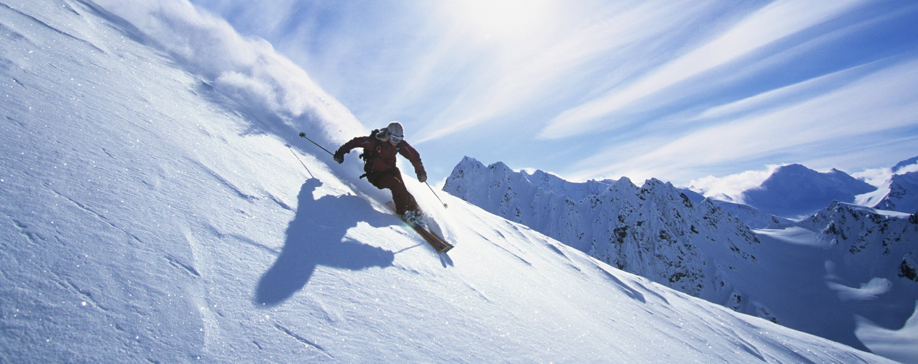 Skiing down the mountainside